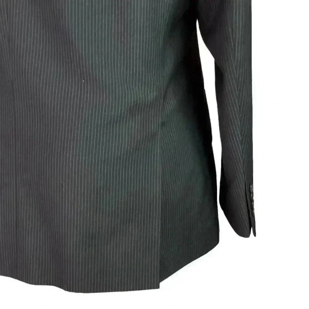 Billy London Sport Coat Blazer Jacket Mens 42S Black Blue Pinstripe Rayon Blend